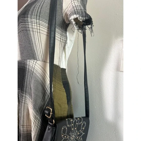 ZARA Plaid Patchwork Raw Hem Midi Dress Women Size S - Picture 5 of 7